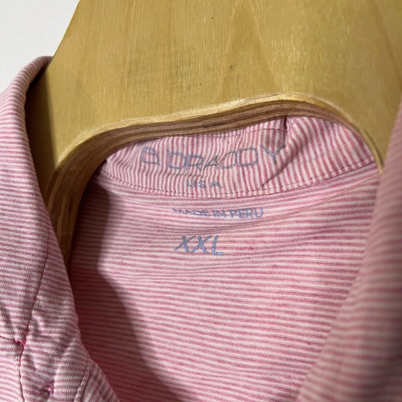 B. Draddy Men's XXL 2XL Pink White Striped Short Sleeve Golf Polo Shirt - Picture 3 of 8